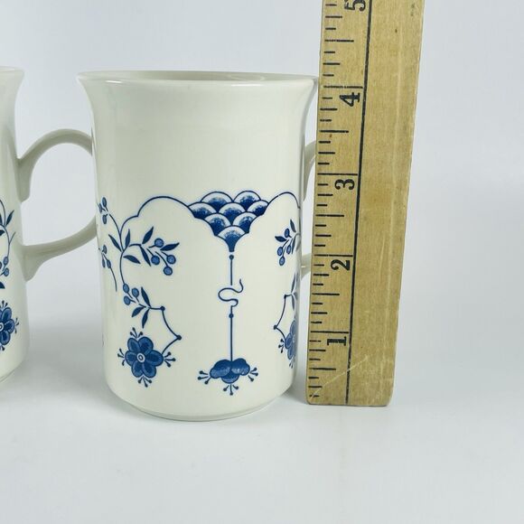 2 Churchill Finlandia Blue White Floral Flared Mouth Coffee Mug Made in England - Picture 2 of 10